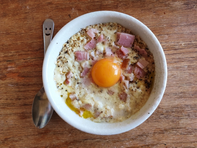 オートミールのカルボナーラ風