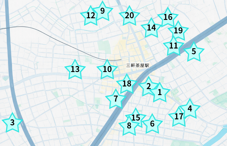 三軒茶屋のパーソナルジムまとめ地図