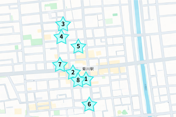菊川のパーソナルジムまとめ地図