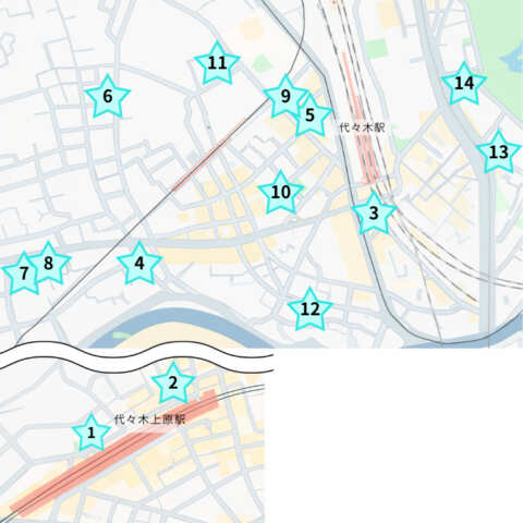 代々木のパーソナルジムまとめ地図