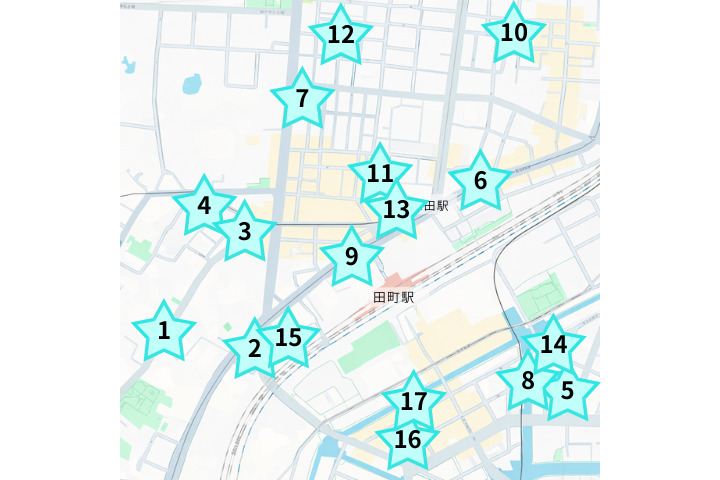 田町のパーソナルジムまとめ地図