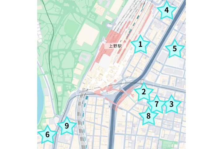 上野のパーソナルジムまとめ地図