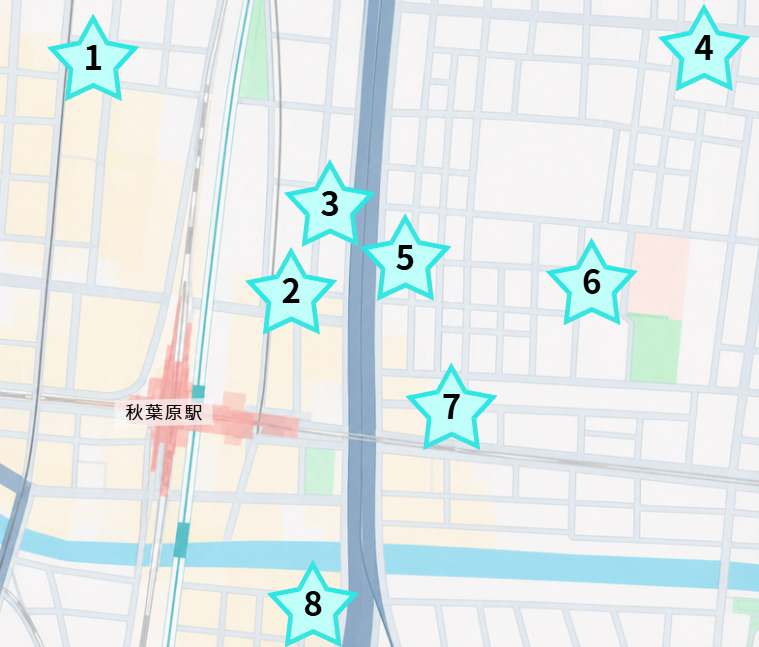 秋葉原のパーソナルジムまとめ地図