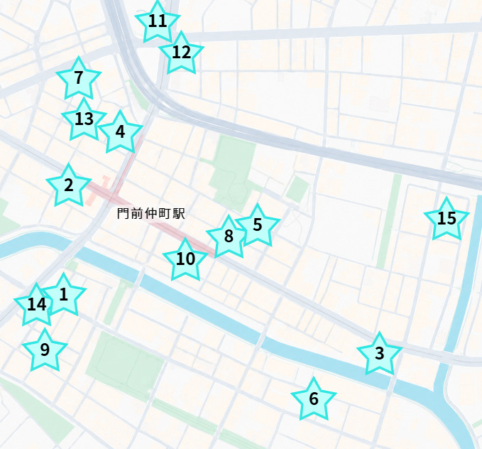 門前仲町のパーソナルジムまとめ地図