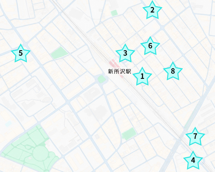 新所沢駅のパーソナルジムまとめ地図
