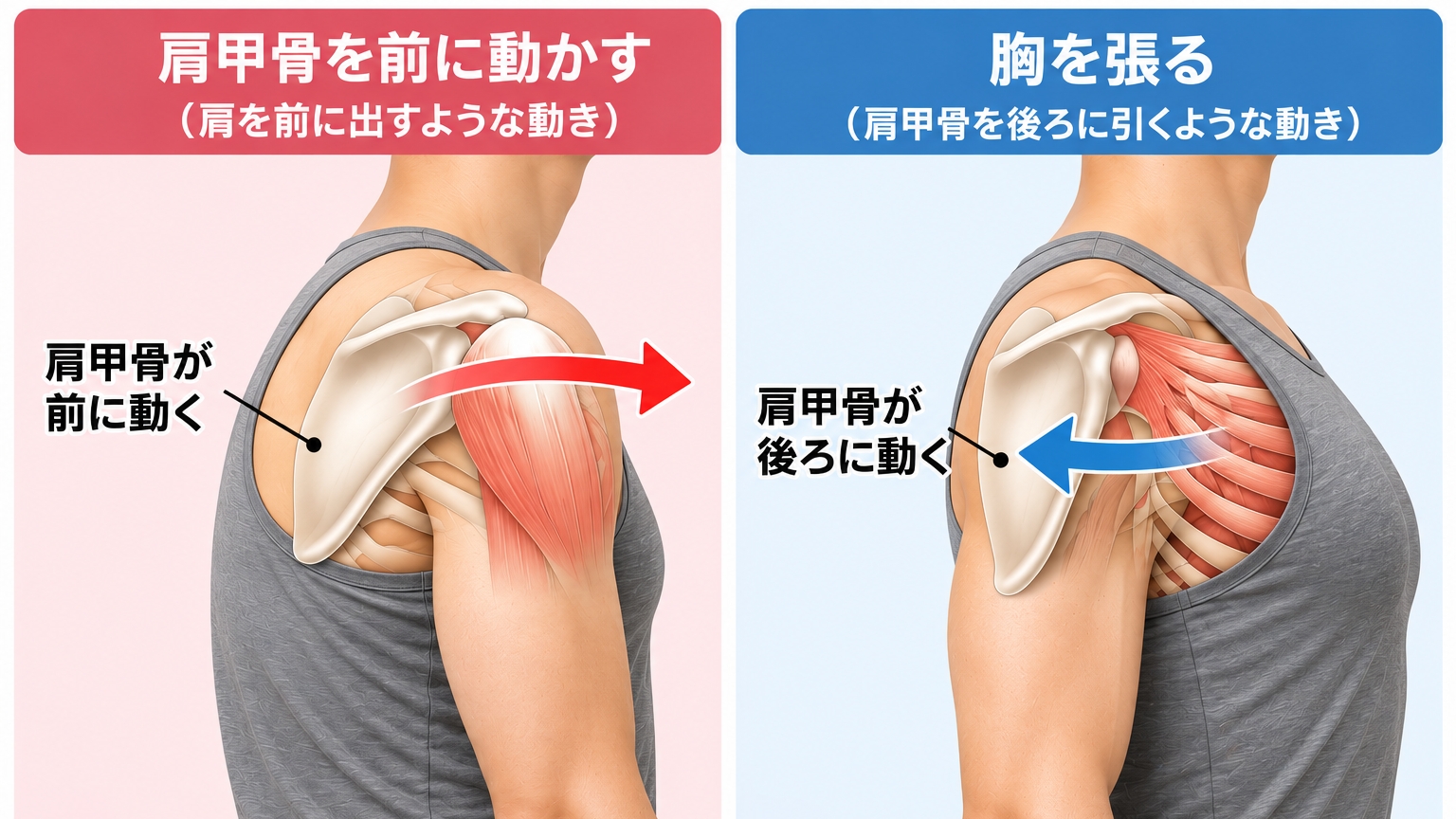 肩甲骨の動き比較図